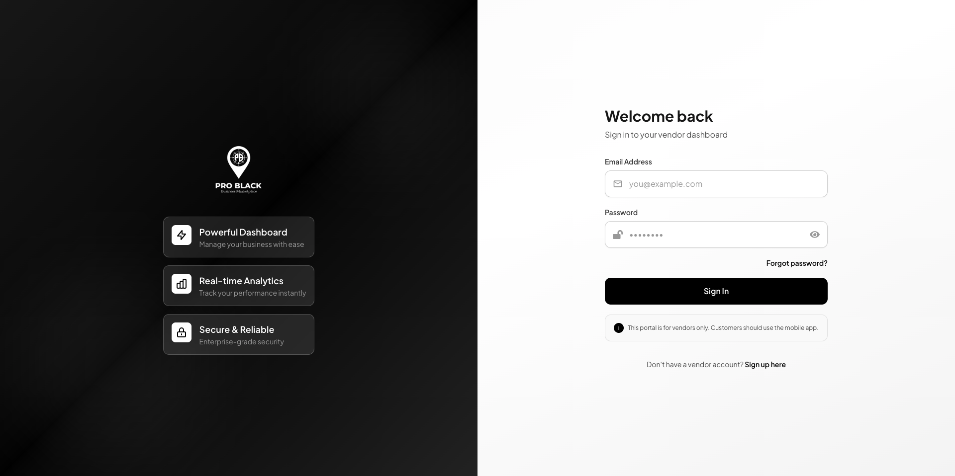 Pro Black Web App